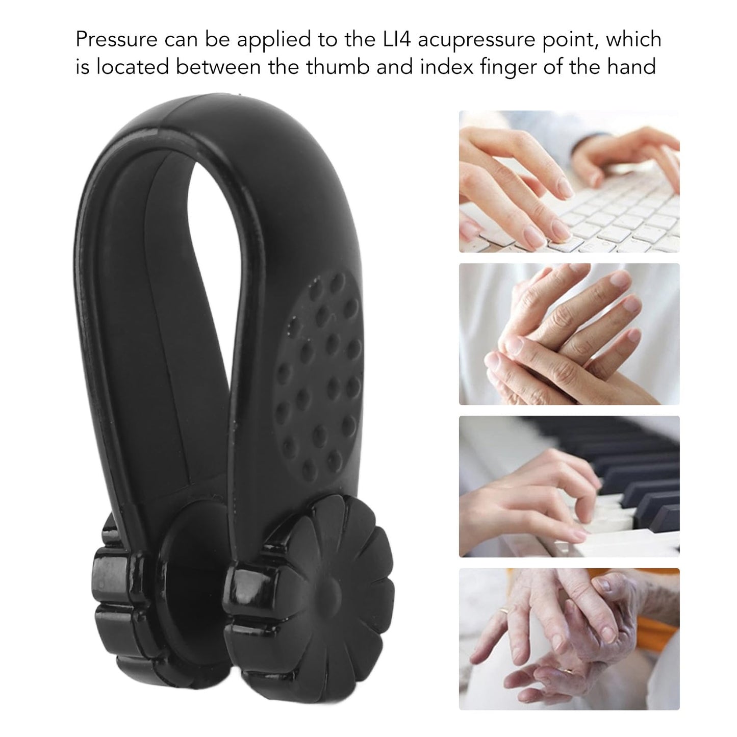 Dioche 4pcs Acupressure Relaxation Clip – Flower Shaped Wearable Hand Tool (Black) – Stress Relief & Tension Relief – Wholesale