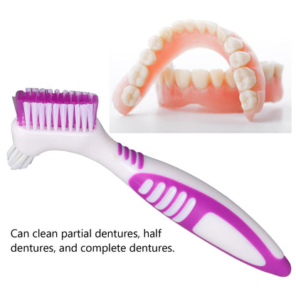 Dioche Denture Brush - Double-Sided Pink Cleaning Brush for Partial & Full Dentures