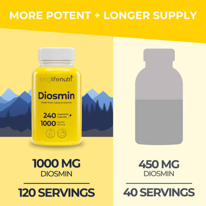 Diosmin 1000mg Advanced Formula – 240 Caps | Circulatory Support, Made in USA