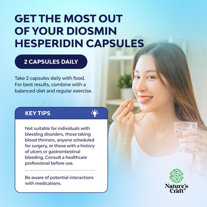 Diosmin Hesperidin 1000mg Complex for Adults — Varicose Veins & Leg Health