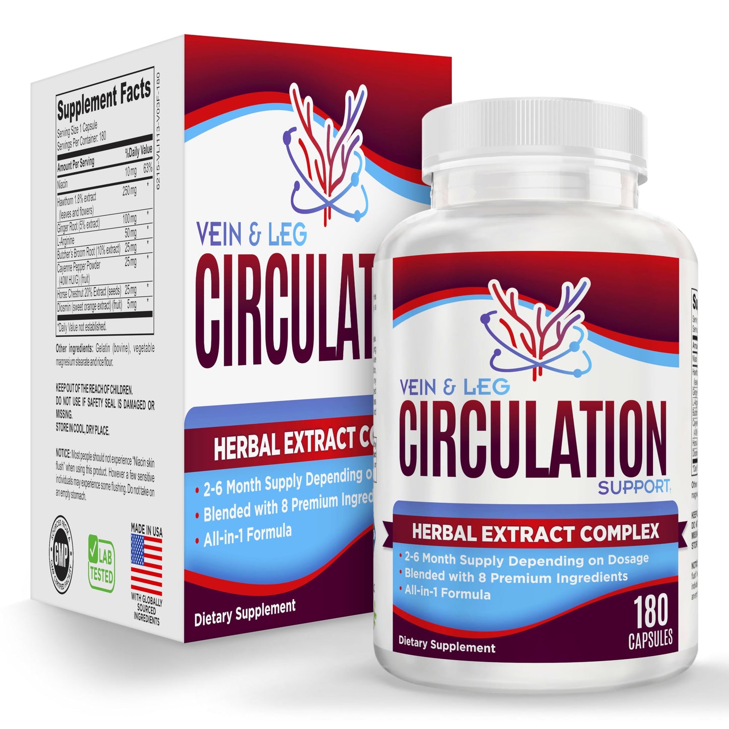 2-Month Vein & Leg Circulation Supplement | 180 Capsules