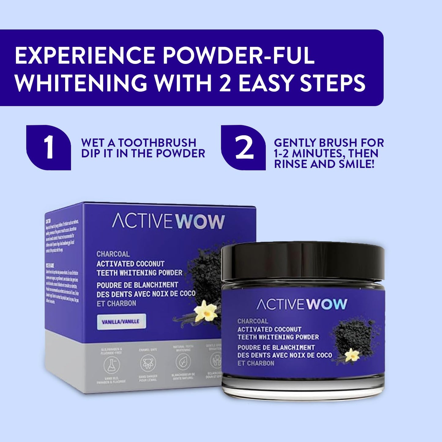 Active Wow Coconut Powder Toothpaste – Whitening, Fluoride-Free, Vanilla Flavor