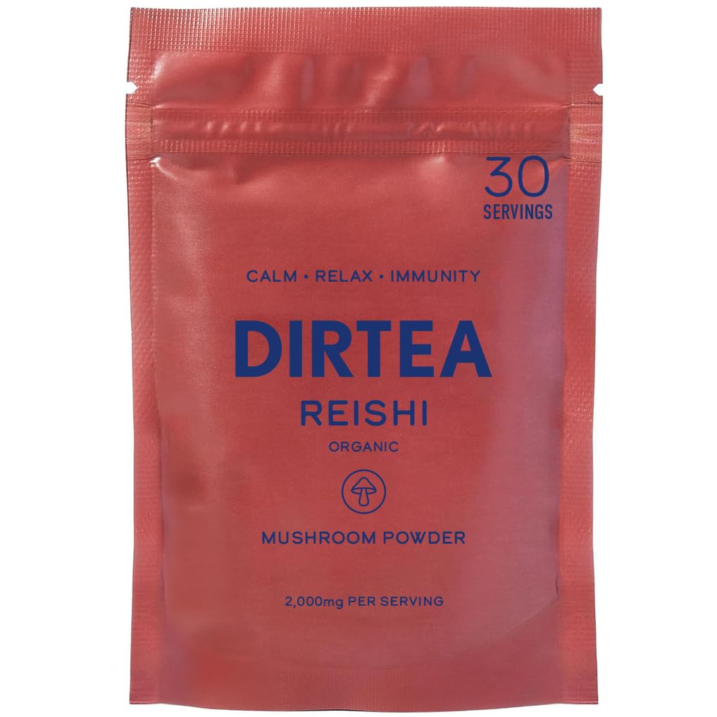 DIRTEA Reishi Mushroom Powder - 60g | 2,000mg per Serving | Organic, Vegan & Non-GMO | Sleep, Immune & Stress Support