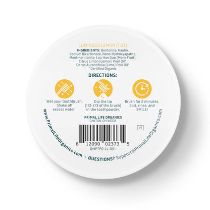 Dirty Mouth Toothpowder Luminous Lemon | Primal Life Organics