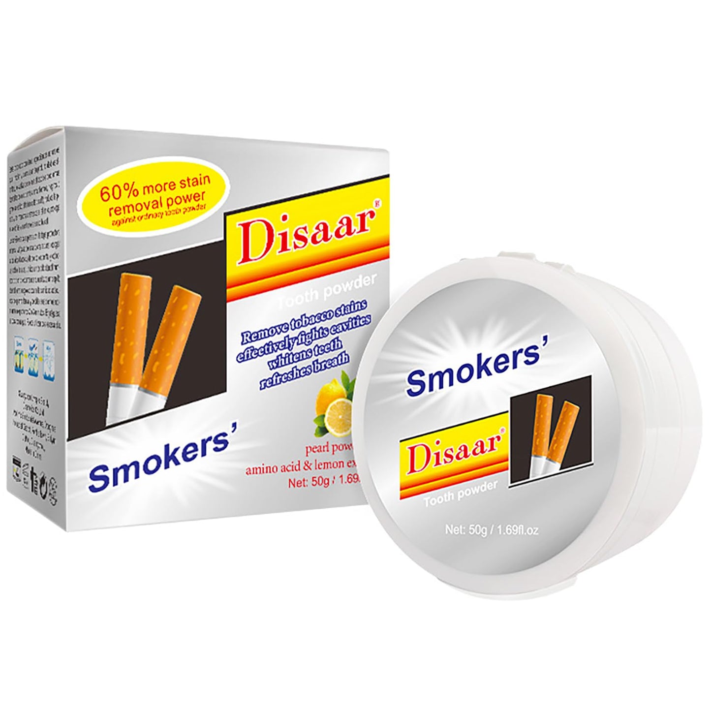 DISAAR BEAUTY Smokers Tooth Powder – Remove Tobacco Stains & Whitens Teeth (50g)