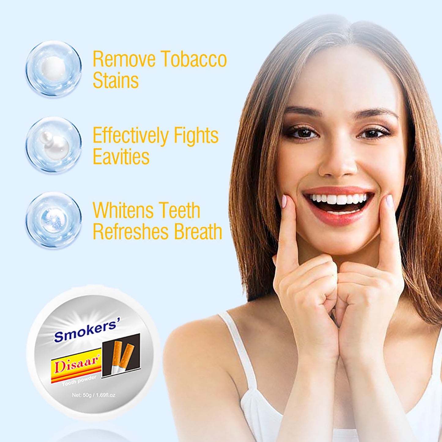 DISAAR BEAUTY Smokers Tooth Powder – Remove Tobacco Stains & Whitens Teeth (50g)