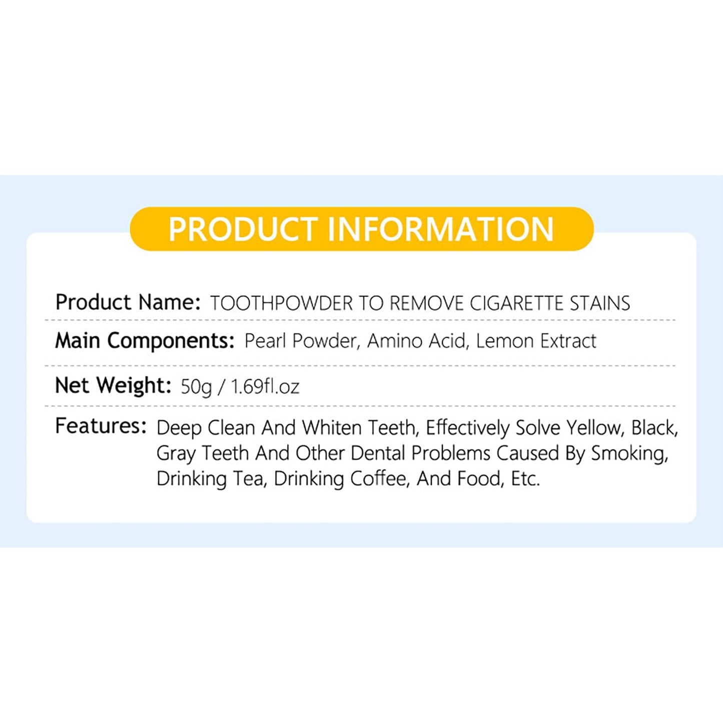 DISAAR BEAUTY Smokers Tooth Powder – Remove Tobacco Stains & Whitens Teeth (50g)