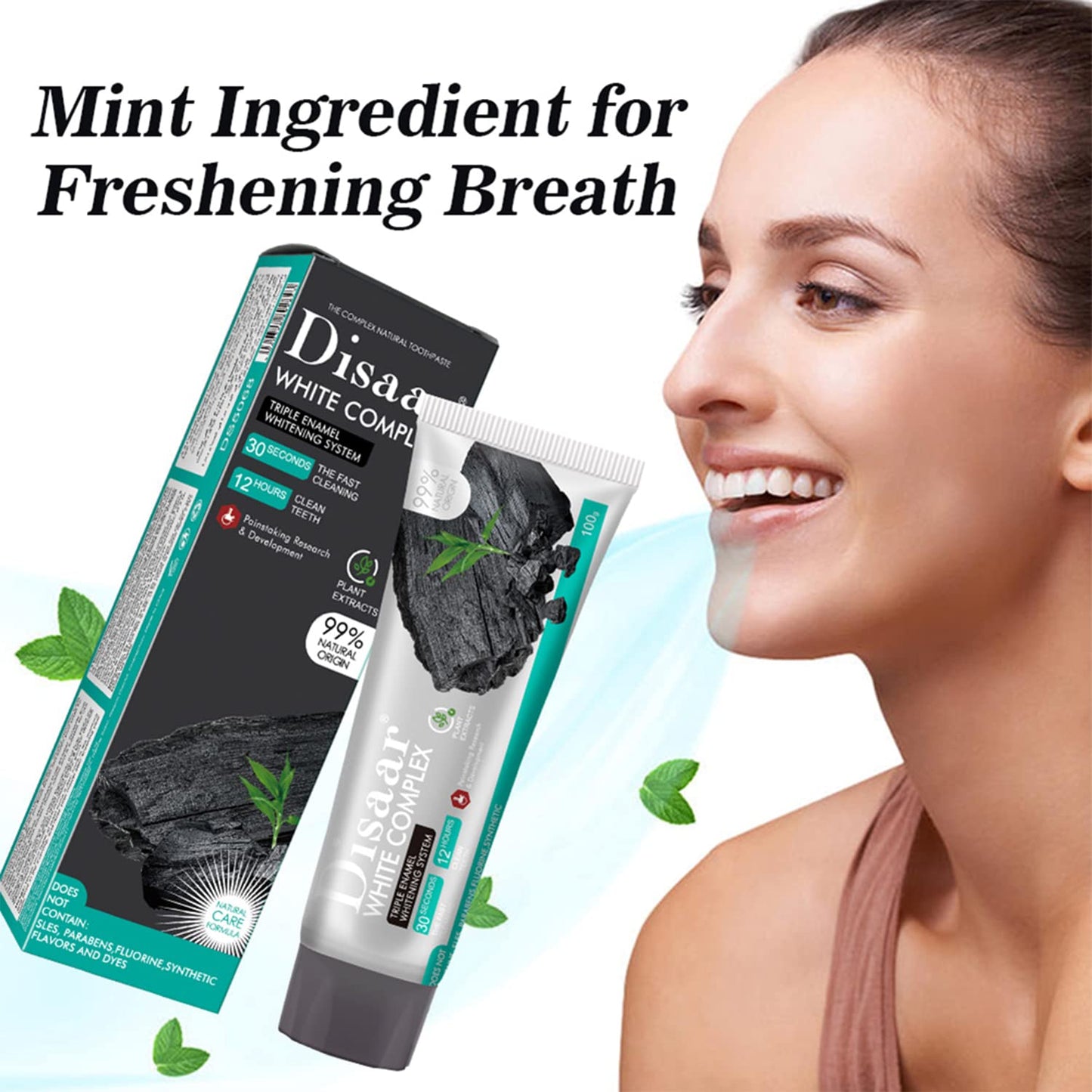 Disaar Beauty Whitening Complex Toothpaste - Charcoal & Banana Flower 100g