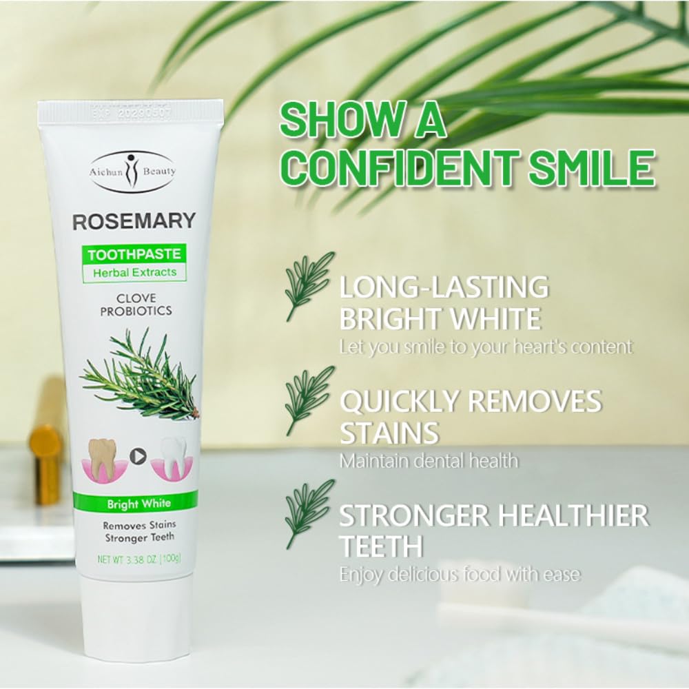 DISAAR Beauty Rosemary Toothpaste – Herbal Extract, Clove & Probiotics | Removes Stains & Stronger Teeth 100g