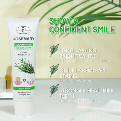 DISAAR Beauty Rosemary Toothpaste – Herbal Extract, Clove & Probiotics | Removes Stains & Stronger Teeth 100g