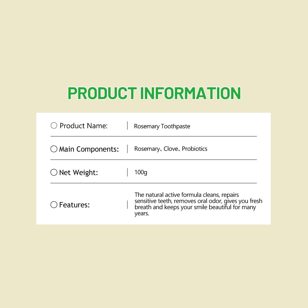 DISAAR Beauty Rosemary Toothpaste – Herbal Extract, Clove & Probiotics | Removes Stains & Stronger Teeth 100g