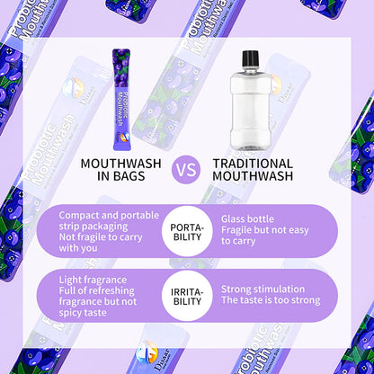 DISAAR BEAUTY Probiotic Mouthwash - Blueberry, 0.11 fl oz x20pcs