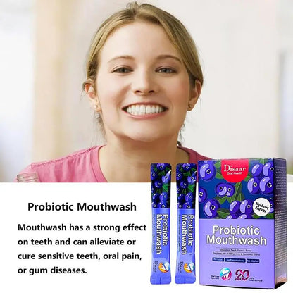 DISAAR BEAUTY Probiotic Mouthwash - Blueberry, 0.11 fl oz x20pcs