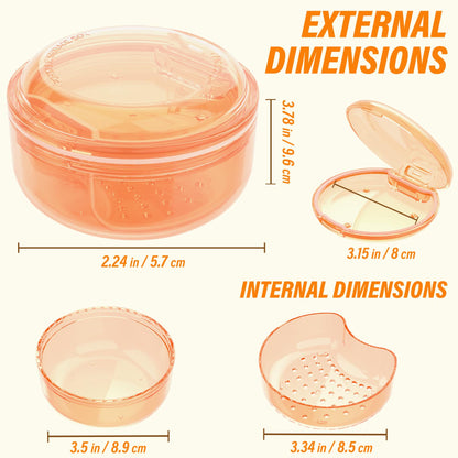 2-in-1 Denture Case & Retainer Cleaning Box | No-Leak, Portable Denture Bath