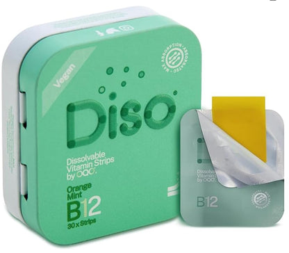 DISO Vitamin B12 Fast-Dissolving Strips | Orange Mint Flavor, 30 Strips