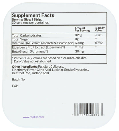 DISO Vitamin C Fast-Dissolving Strips – Elderberry, Immunity, Vegan