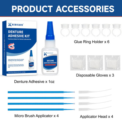 Dental Lab Denture Repair Glue Kit (1oz/30g) – Instant Bonding Denture Adhesive, No Odour
