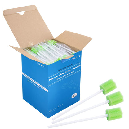 Disposable Untreated Oral Care Swabs, 250 Count (Green + Plum)
