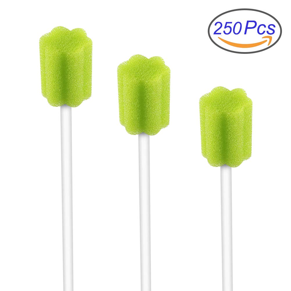 Disposable Untreated Oral Care Swabs, 250 Count (Green + Plum)