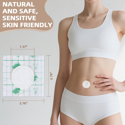 50PCS Waterproof Silicone Castor Oil Belly Button Patches – Breathable PU Film, Organic Cotton Pack