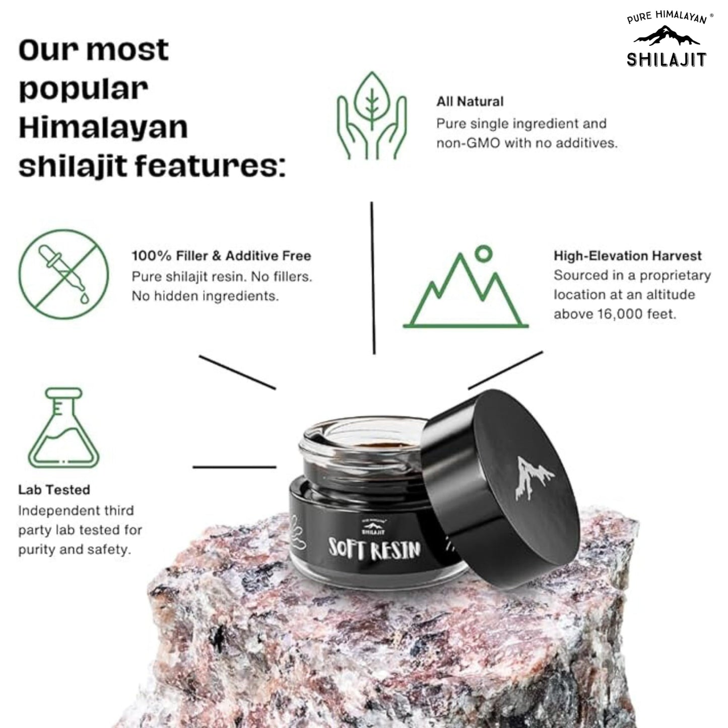 Himalayan Shilajit Soft Resin – Grade A, 15ml/0.5oz | 85+ Minerals & Fulvic Acid | Pure Himalyan Shilajit