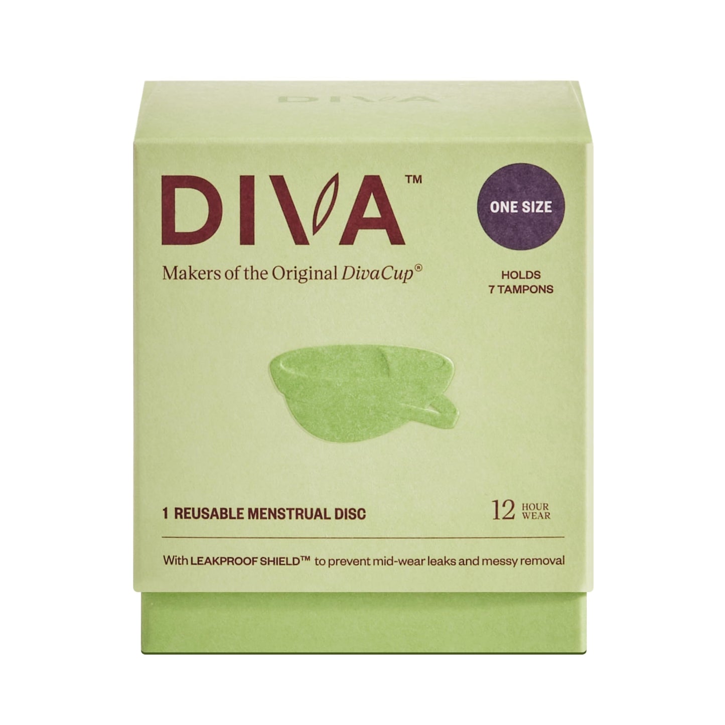 Diva Disc by DivaCup – Reusable Menstrual Disc, Leakproof Shield, 12-Hour Wear (Holds 7 Tampons)