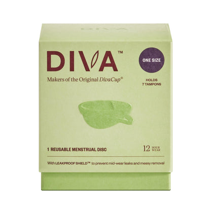 Diva Disc by DivaCup – Reusable Menstrual Disc, Leakproof Shield, 12-Hour Wear (Holds 7 Tampons)