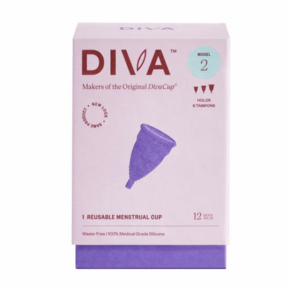 DivaCup Model 2 Menstrual Cup - 100% Medical-Grade Silicone & Reusable