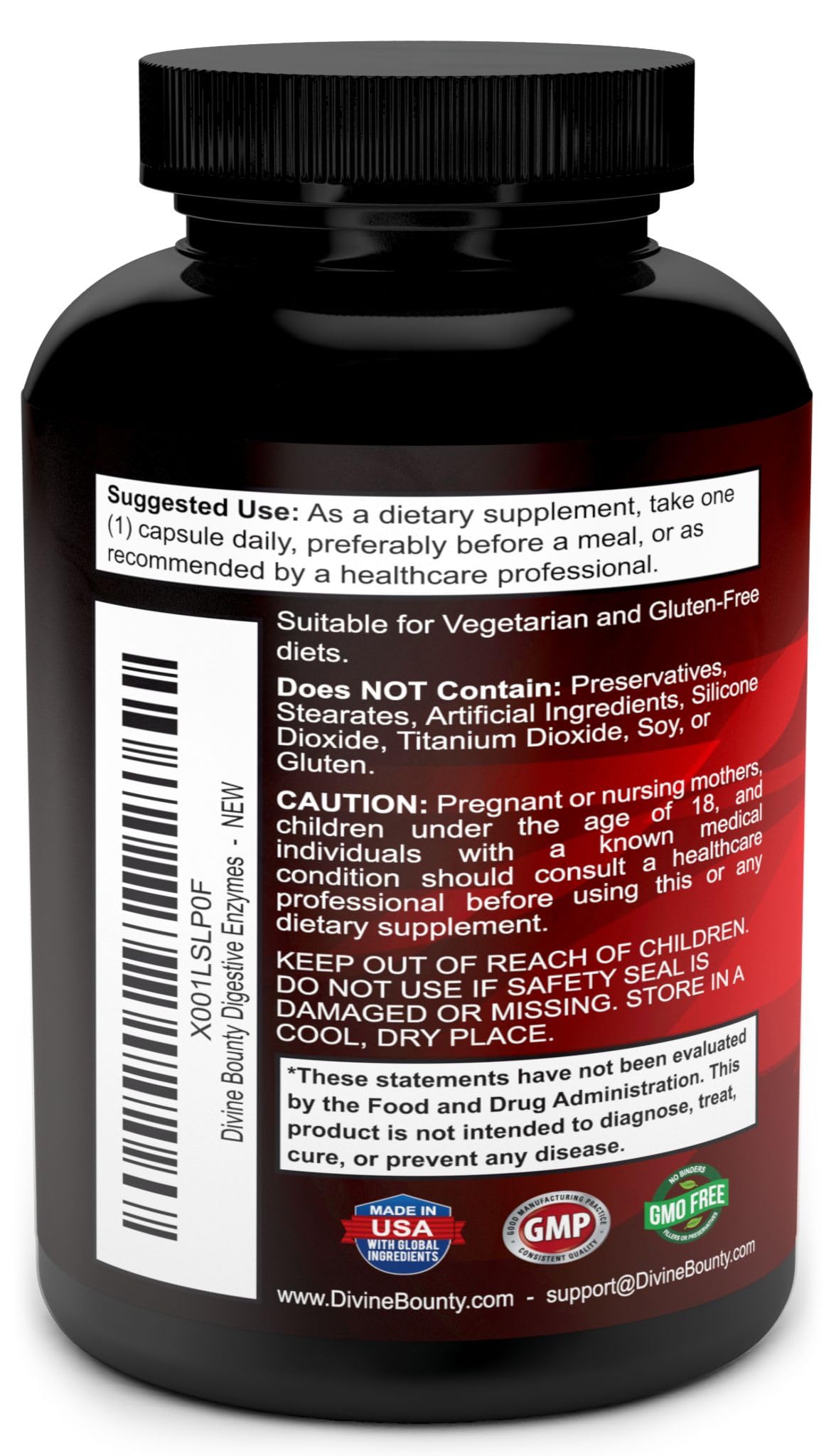 Divine Bounty Digestive Enzymes with Probiotics & Prebiotics – 90 Vegetarian Capsules