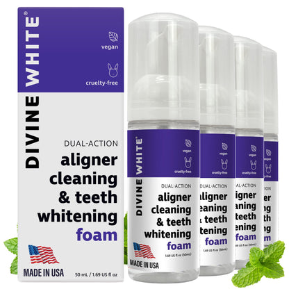Divine White 2-in-1 Aligner Cleaning and Teeth Whitening Foam - Vegan