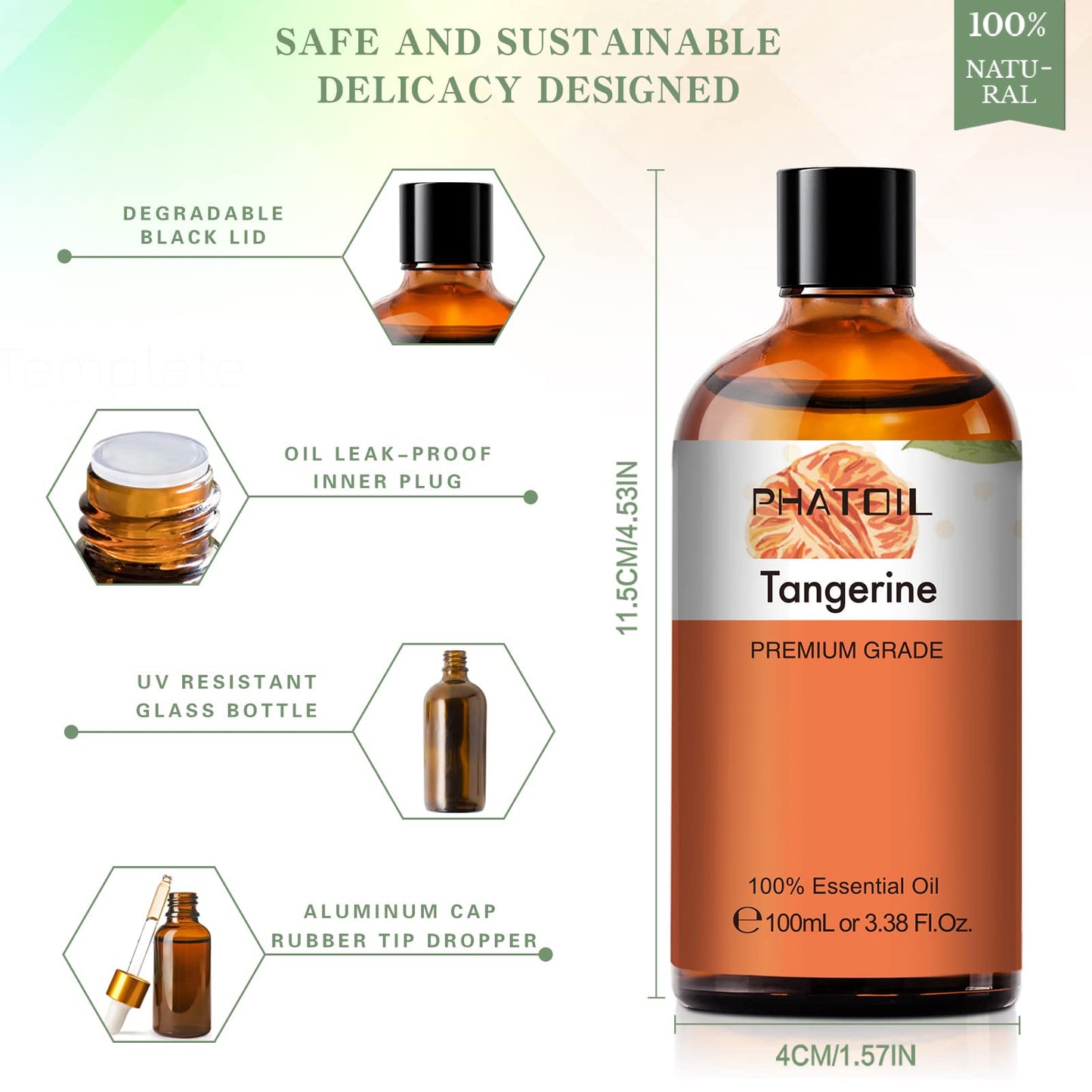 PHATOIL Tangerine Essential Oil 100ml – Aromatherapy, Diffusers, Candles & Soaps