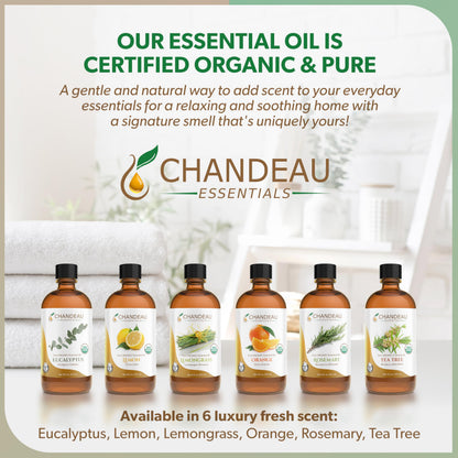 Chandeau Essentials 100% Pure Organic Eucalyptus Essential Oil – 16 oz Amber Bottle