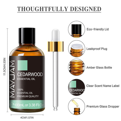 Cedarwood Essential Oil 100ML - MAYJAM Premium Grade with Glass Dropper