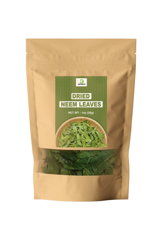 Diyon's Whole Dried Neem Leaves - 1 oz (28 g) 100% Natural, Air-Dried from Sri Lanka | Kraft Stand-Up Pouch BritishVita | Premium UK Vitamins & Wellness Supplements