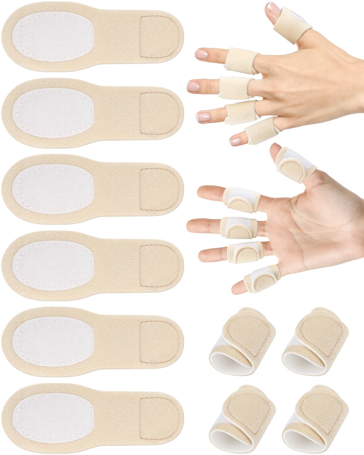 DLMDLM 10Pcs Castor Oil Pack Wrap for Fingers - Self-Adhesive Reusable Cotton Finger Wraps