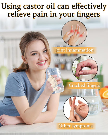 DLMDLM 10Pcs Castor Oil Pack Wrap for Fingers - Self-Adhesive Reusable Cotton Finger Wraps