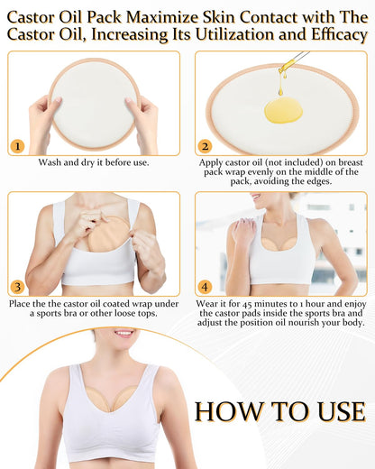 DLMDML Castor Oil Pack for Breast Reusable Anti-Leak (2 Pack) Khaki