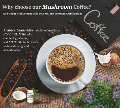 DLNIA Organic Mushroom Coffee with 12 Adaptogenic Mushrooms - Cordyceps, Lion's Mane & Turkey Tail