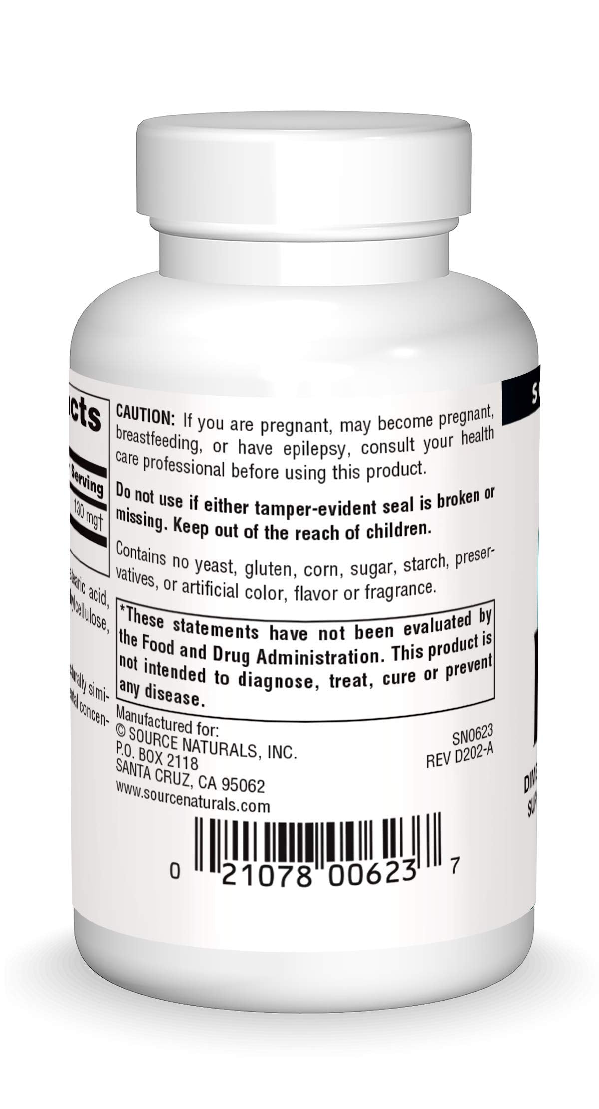 Source Naturals DMAE, Dimethylaminoethanol Bitartrate - Supports Mental Concentration - 100 Tablets