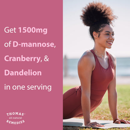 Thomas' All-Natural D-Mannose 1200mg with Cranberry & Dandelion | UTI Health Support | Vegan