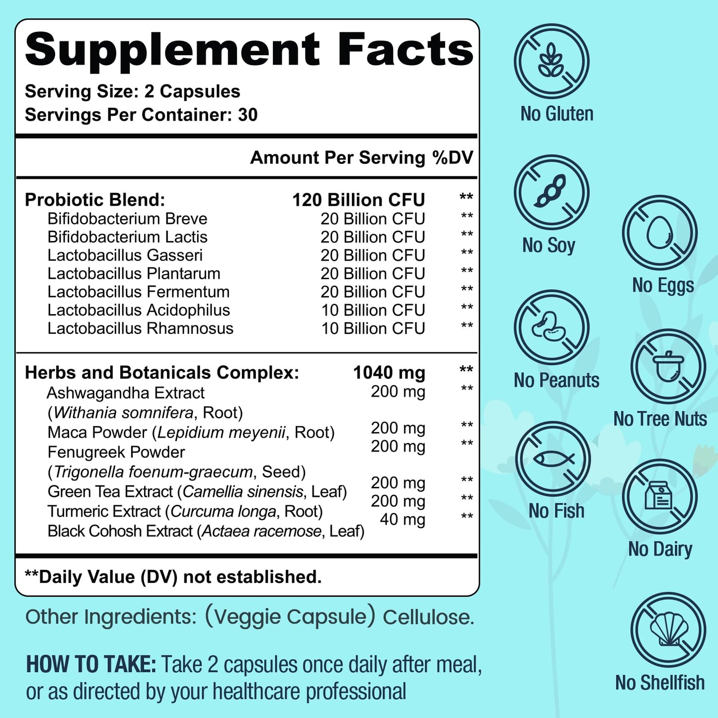 Dmeisy 120 Billion CFU Probiotic for Menopause Support – 120 Capsules