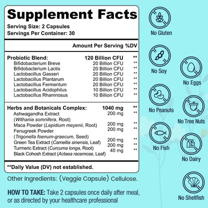 Dmeisy 120 Billion CFU Probiotic for Menopause Support – 120 Capsules