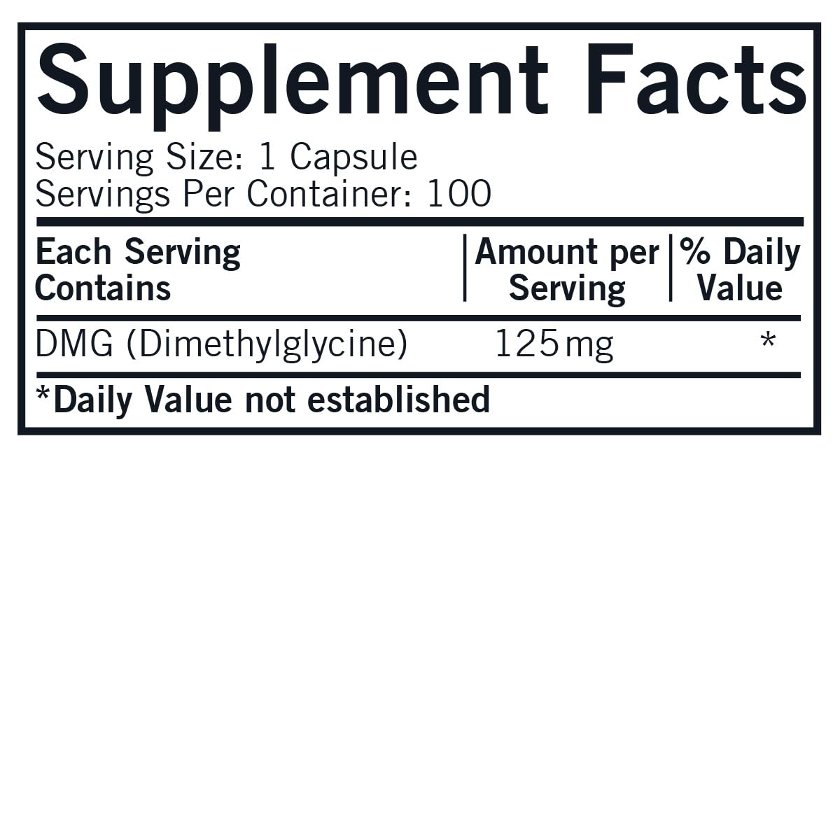 DMG (Dimethylglycine), 125 mg, 100 Capsules, Kirkman Labs