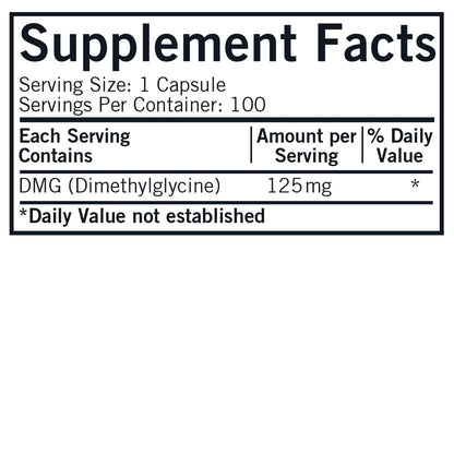 DMG (Dimethylglycine), 125 mg, 100 Capsules, Kirkman Labs