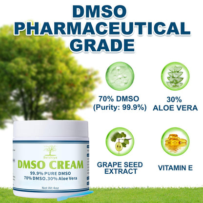 DMSO Cream 99.9% Pure DMSO & Aloe Vera – Low Odor, Non-Greasy, 4 oz
