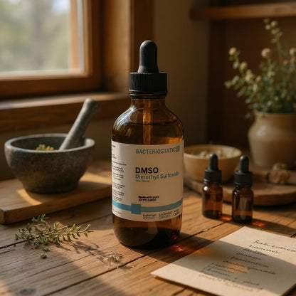 DMSO 4 fl oz (Dimethyl Sulfide) – Pharmaceutical-Grade 99.9% Purity, Low Odor, Amber Glass