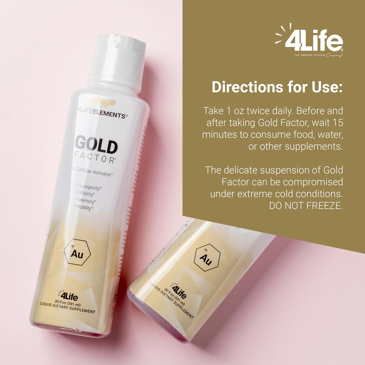 4LifeElements Gold Factor – Ultra-Fine Gold Cellular Activator (32 oz)