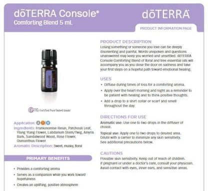 doTERRA Console Essential Oil - Comforting Blend (5 mL) | Grounding & Renewal
