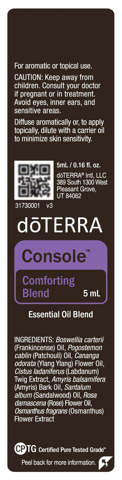 doTERRA Console Essential Oil - Comforting Blend (5 mL) | Grounding & Renewal