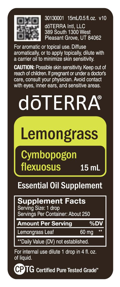 doTERRA Lemongrass Essential Oil 15 mL – Purifying & Uplifting
